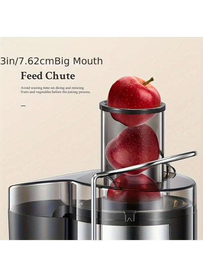 Juicer Extractor, High-Powered Motor, Stainless Steel Design, Large 1.7L Pulp Container, 1.1L Juice Collector, Dual Speed Control, XL Feeding Chute, 1.7 L - Image 4